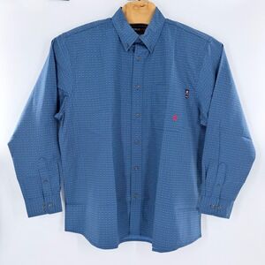 Forge FR Flame Resistant Work Shirt Mens XL Blue Geometric NFPA 2112 CAT 2 New
